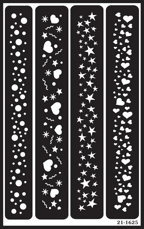 Over'N'Over Reusable Glass Etching Stencils Durable Self-Stick Designs for Glass, Mirrors, and Ceramics with Armour Etch Cream 5 x 8 Stencil Sheet - Sparkle Borders