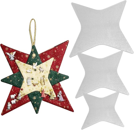 Christmas Patchwork Star Template Patchwork Templates 3PCS/Set Acrylic Quilting Templates Different Size Star Shape Patchwork Templates Christmas Stencils Reusable for Craft Christmas Decorations
