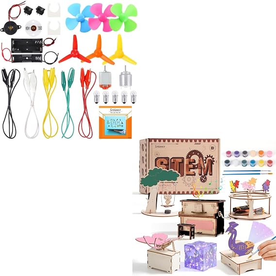 Sntieecr Electric Circuit Motor Kit and 6-in-1 STEM Kits for Kids