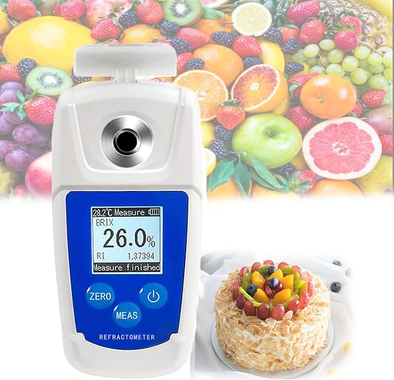 0-55% Digital Brix Refractometer, Fruit Sugar Meter with Backlit Display Screen, ±0.1% Precision and Automatic Temperature Compensation, Refractive Index 1.333~1.431, Brix Meter, for Food, Beverage