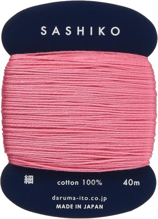 Yokota Daruma Sashiko Thread Single and Variegated Color (Japanese Apricot Rose Pink, Thin 40M Card)