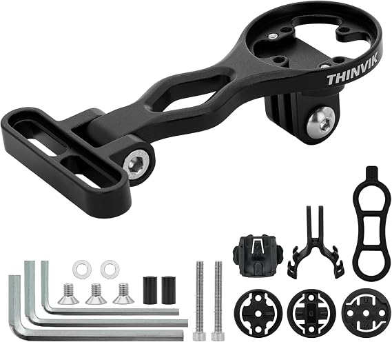 Thinvik Out-Front Extended Mount&Bike Computer Mount for Garmin Wahoo Bryton Series, Adjustable Angle Combo Mount