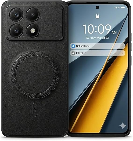 POCO X6 PRO için Magsafe İle Uyumlu Premium Deri Görünümlü Kılıf Kamera Korumalı SİYAH