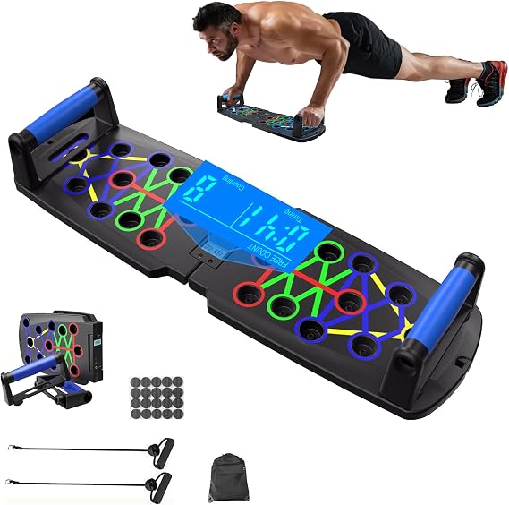 Pushup Board with Smart Counter Foldable Fitness Training System 30 in 1 Electronic Press Up Board for Men & Women, Upper Body Shoulders, Chest, Back and Triceps