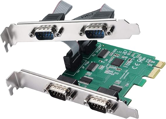 PCI-Express PCIe Expansion Card - 1X Serial COM interfaces - COM Port RS232 Interface - Adapter Converter Card, RS-232 Module with 4 Connections, 18-pin