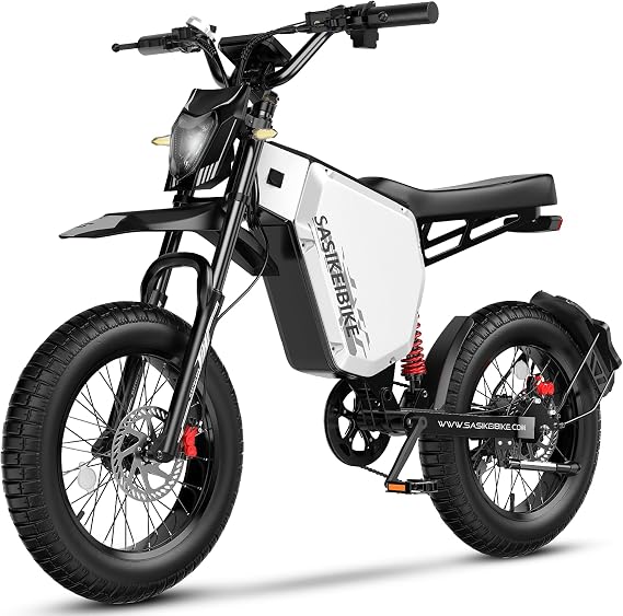 Electric Bike for Adults,Electric Dirt Bike -White