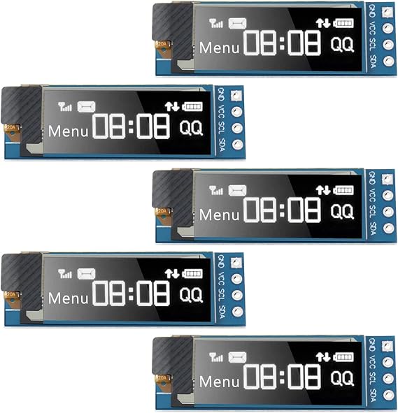 5 Pieces Display Module 0.91 Inch OLED Display Module OLED Screen Driver DC 3.3V-5V(White)