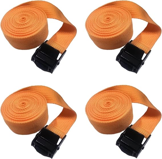 Germe kayışı, bağlama kayışı, sabitleme kayışı, 4 adet, 200 kg'a kadar taşıyabilir, 4'lü paket, ayarlanabilir kayış, bisiklet, el arabası, motosiklet, bavul, römork bağlantısı, turuncu, 4 m