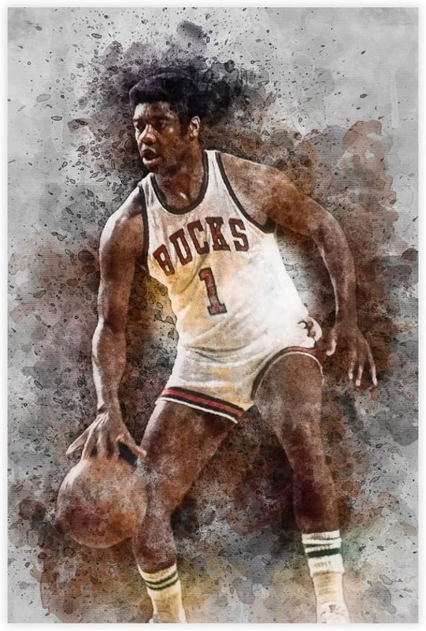 BAOGELI Oscar Robertson Poster Basketball Portrait Art Canvas Wall Art Decor Paintings Picture for Home Living Room Decoration Unframe:12x18inch30x45cm