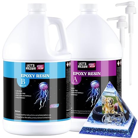 2 Gallon Epoxy Resin with Pumps,Bubble Free & Crystal Clear Resin Epoxy Kit | No Yellowing & Self Leveling 2 Part Resin and Hardener, Resina Epoxica for DIY Art, Molds,Craft,Casting
