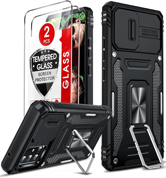 LeYi for Galaxy A71-5G Phone Case Military-Grade & Magnetic Stand, Black
