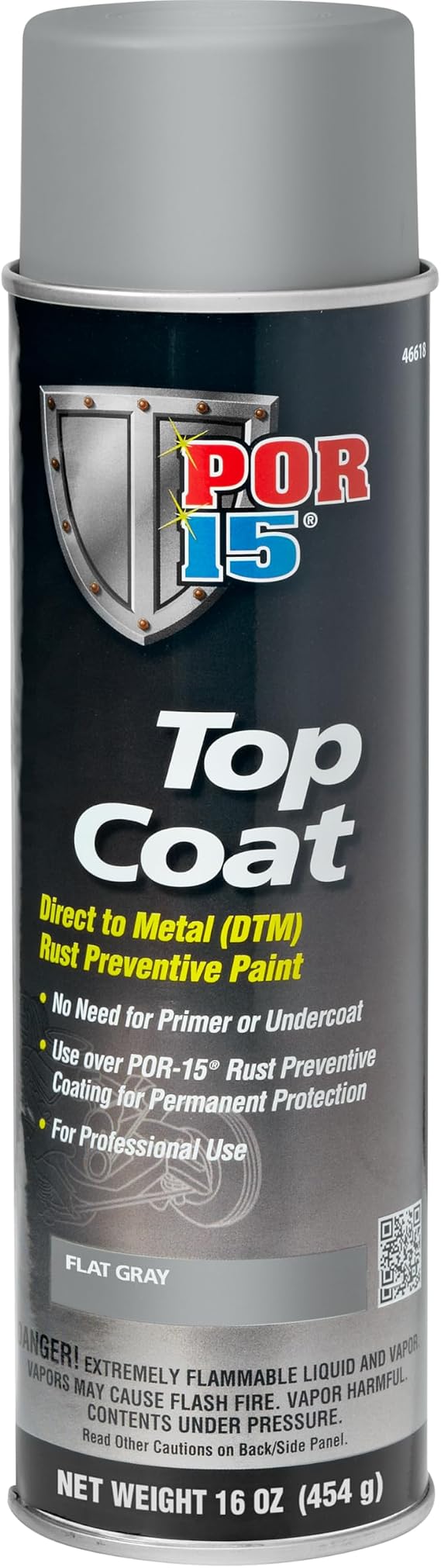 POR-15 Top Coat Spray Paint, Direct to Metal Paint, Long-term Sheen and Color Retention, 16 Fluid Ounces, Flat Gray