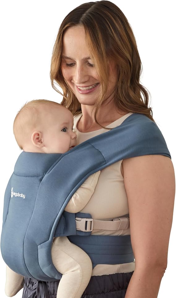Ergobaby Embrace Cozy Newborn Baby Wrap Carrier (7-25 Pounds), Ponte Knit, Oxford Blue | Ergonomic 2-Position Infant Carrier with Head and Neck Support, Hip-Healthy Positioning, Fits 7-25 lbs, Oxford Blue