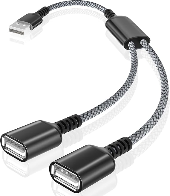 Basesailor USB Splitter 1 in 2 Out 1FT,A Male to Double Female Adapter