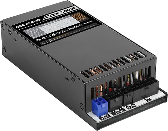 ITX APFC 500W 80+ Bronze Certified Mini ITX/Flex ATX/1U Power Supply, ESGAMING Fully Modular Active PFC Full Range 90-264V PSU, Suitable for AIO POS Server Embedded System