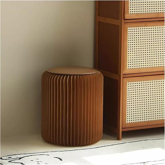 Folding Paper Stool Folding paper stool, PU cushion and kraft paper honeycomb design, Can bear 1102 pounds accordion chair(36x44cm/14.2x17.32)