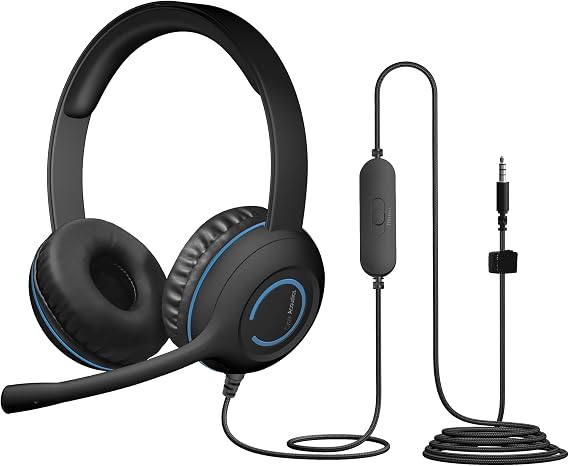 Cyber Acoustics 3.5mm Stereo Headset (AC-5002) with Noise-Canceling Microphone for PCs, Tablets, and Cell Phones in The Classroom or Home