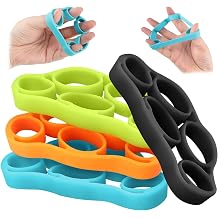 4 Pack Hand Exerciser Grip Strengthener Finger Stretcher Resistance Bands Silicone Hand Grips Strengthener Forearm Trainer for Wrist Strength Finger Flexibility and Stress Relief