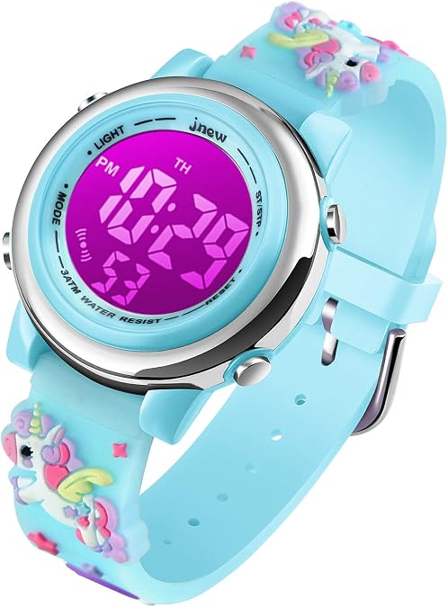cofuo Girls Digital Watch Age 3-12 for Gifts, 3D Cartoon Waterproof Sports Outdoor LED Electrical Watches with Luminous Alarm Stopwatch Toddler Wristwatch