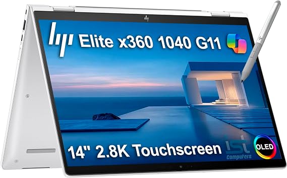 HP EliteBook x360 1040 G11 14" 2-in-1 Touchscreen Business AI PC Laptop, 32GB DDR5 RAM, Intel 16-Core Ultra 7 155H, 2.8K QHD OLED, IR Webcam, Pen, IST Computer Customized 512GB/1TB/2TB SSD, Win 11 Pro