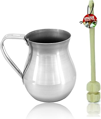 Imusa Aluminum Chocolatera Hot Chocolate Pitcher. Bundle with a Wooden Chocolate Mixer - Molinillo 14 1.4 Quart