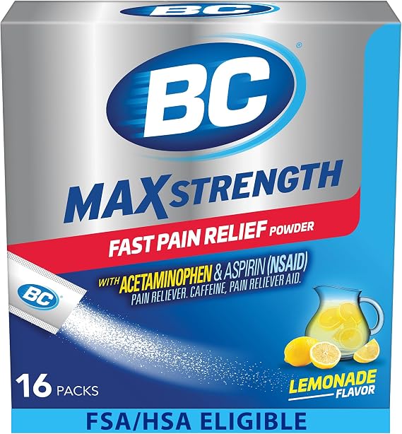 BC Powder Max Strength Pain Relief, Lemonade Flavor, 16 Count