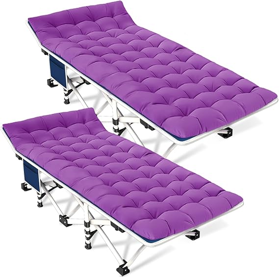 2 Pack Camping Cot with Mattress,Camping Bed,Folding Cot