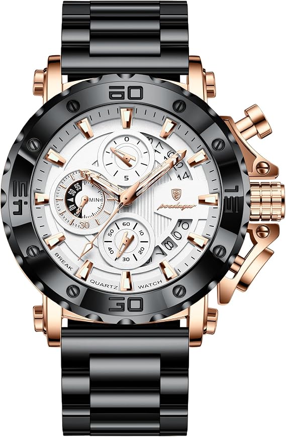 Poedagar Luxury Watches for Men Calendar Luminous Waterproof Business Man Watch Male Chronograph Stainless Steel Quartz Watches