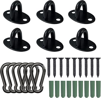 MANSHU Stainless Steel Ceiling Hooks, Ceiling Hooks Pad Eyes Plate Marine Hardware with Screws 12 PCS.