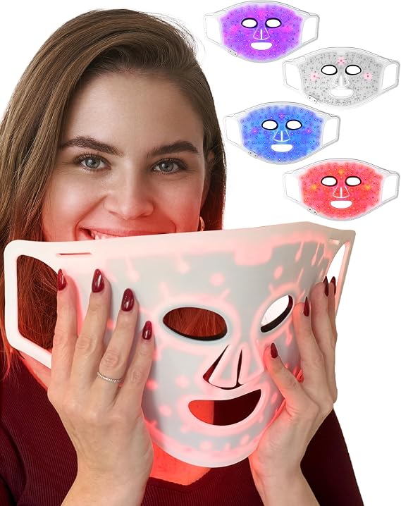 Aura Red Light Facial Mask for Glowing Skin | LED Beauty Device with Multiple Light Modes | Spa-Inspired for Radiant, Youthful-Looking Complexion | Portable & Lightweight