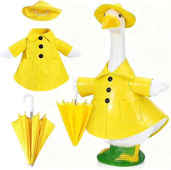 3 Pcs Set Back to School Porch Goose Outfit Set, Raincoat Goose Outfit Porch Goose Clothes Cute Costume Outfit for 23" Lawn Decor Outdoor Garden Patio Statue