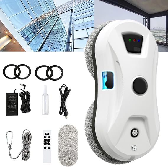 Smart Window Cleaner, Remote/Button 2-Use Window Cleaning Robot with Automatic Water Spray Function, Remote Control Robot Window Washing Machine, Suitable for Windows/Tiles/Glass Doors