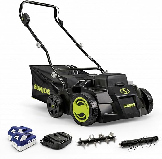 Sun Joe Cordless Scarifier & Dethatcher w/ 5 Depth Positions, 24V-X2-DTS15