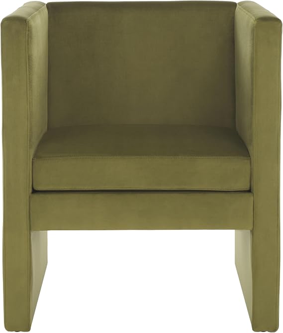 SAFAVIEH Home Collection Gisle Modern Olive Green Velvet Accent Chair (Fully Assembled)