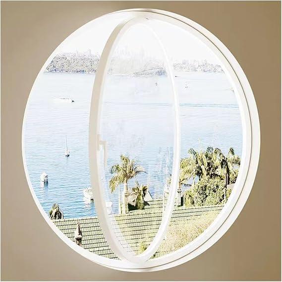 LXLZYXSF Round Porthole Pivot Window Flush Mount Small Window, 360 Rotation Aluminum Sliding Window for Kitchen Home Decor, 17in 19in 21in 23in 25in 27in 29in 31in(White B,20" Dia)