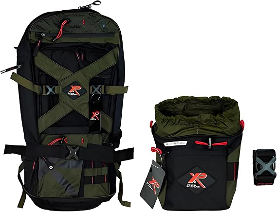 XP Metal Detectors Finds Pouch & Backpack 280, Designed for XP metal detectors and Finds Pouch provided with one Large Pocket and one Small Pocket Closed by a Zip (XPBACKPACK & XPPOUCH)
