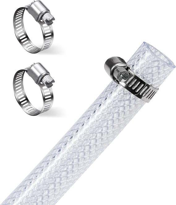 DAVCO 1" ID 25ft Heavy Duty Braided Clear Plastic Vinyl Tubing & Clamp