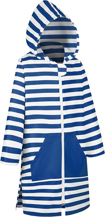 MissShorthair Kids' Hooded Towel Poncho with Zipper Beach Cover-Up with Pocket Swim Towel Robe for Boys & Girls