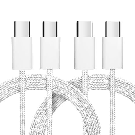 USB C to USB C Cable (3.3ft, 2Pack), USB 2.0 Type C Charge Cable Fast Charging for iPhone 15/15Pro/15Plus/15ProMax, MacBook Pro 2020, iPad Pro 2020, iPad Air4, Samsung Galaxy S23 (White)