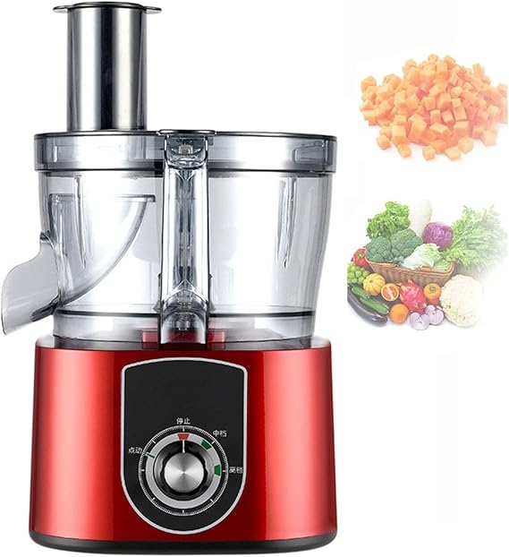 Electric Vegetable Dicer, Commercial Vegetable Chopper Dicer Shredder Automatic Onion Potato Cutter Food Processor Fruit Cutting Machine with Dicing Knife nets and Slicing Blade Blades,Red