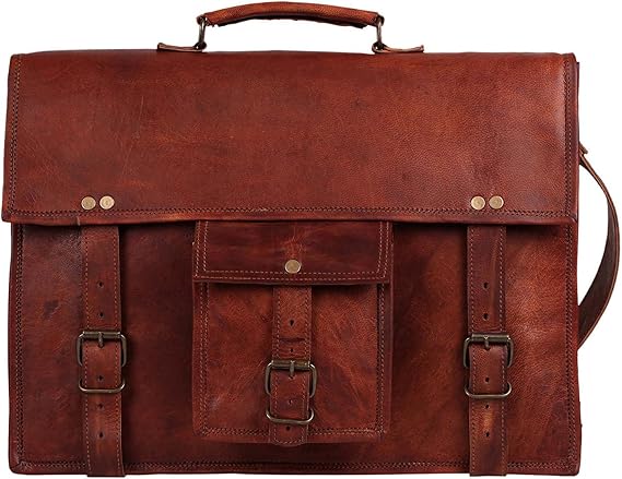 Leather Messenger Bag for Men - 14 Inch Laptop Briefcase, Vintage Satchel