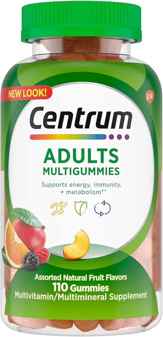 Centrum MultiGummies Gummy Multivitamin for Adults, Multivitamin/Multimineral Supplement with Vitamins D, B and E, Assorted Fruit Flavor - 110 Count