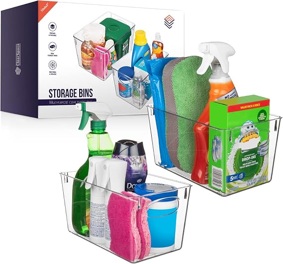 ClearSpace Clear Plastic Storage Bins Perfect Kitchen Organization and Storage or Pantry Storage Fridge Organizer, Pantry Organization and Clear Storage Bins, Cabinet Organizers