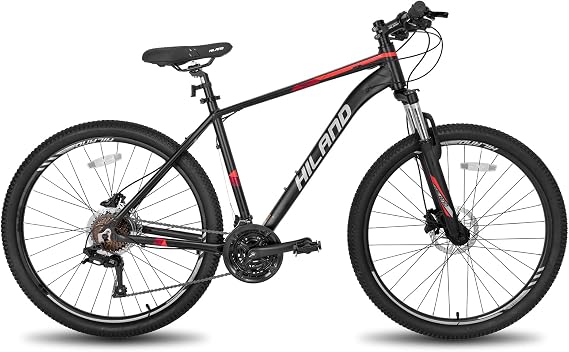 HILAND 27.5 inch Mountain Bike 21 Speeds, Lock-Out Suspension Fork, Aluminum Frame Hydraulic Disc-Brake for Men Women Mens MTB Bicycle Adlut Bike