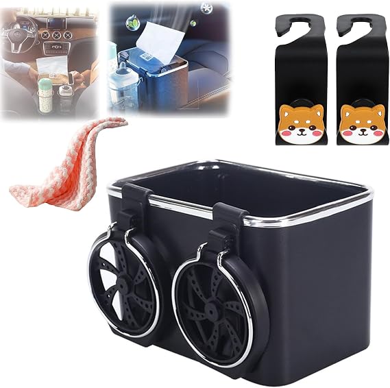 Car Armrest Storage Box, Car Armrest Storage Box with 2 Cup Holders, Car Armrest Organizer, Car Arm Rest Storage Box with Water Cup Holder, Armrest Storage Box for Your Car (Black)