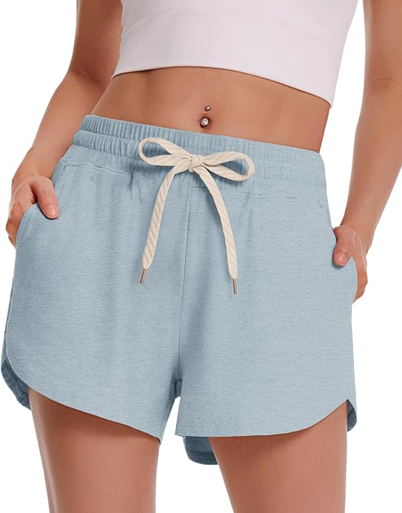 CAMPSNAIL Athletic Shorts for Women - Workout Casual High Waisted Black Sweat Shorts Comfy for Running Gym Lounge Summer