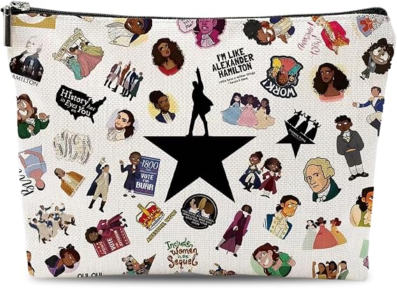 Hamilton Themed Makeup Bag, Zipper Toiletry Bag, Waterproof Linen Cosmetic Bags for Travel, Musical Fans Gift for Toiletries, Makeup Organizer