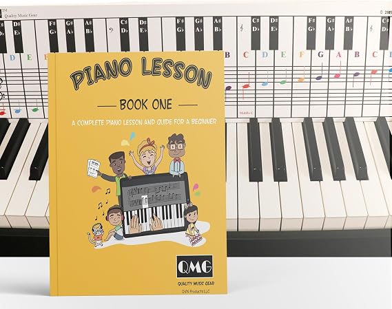 QMG Piano & Keyboard Note Chart with Color Note Lesson Book Complete Beginner Learning Kit with Video Tutorials Practice Guide for Students, Teachers & Adults Fits All Pianos & Keyboards