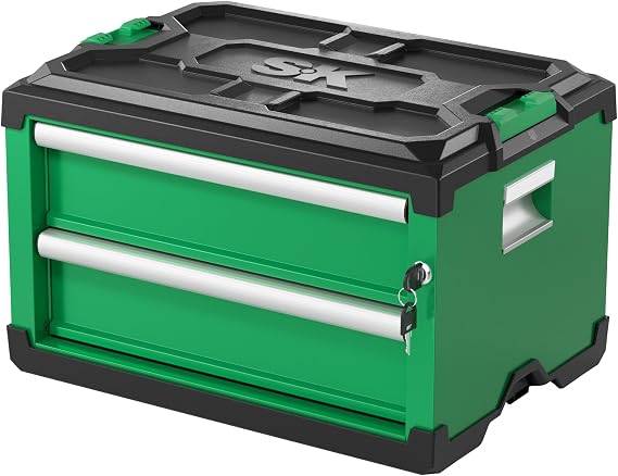 SK Modular Stackable Storage Tool Box, 20.5 Inch, 2-Drawer Steel Box