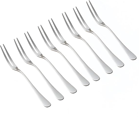 Mini Dessert Forks Set of 8, 5.28" Stainless Steel Small Forks for Cake | Fruit Cheese Appetizers, Slim Tines Dishwasher Safe, Perfect for Party Tea Time Daily Snacking, Polished Finish Silverware